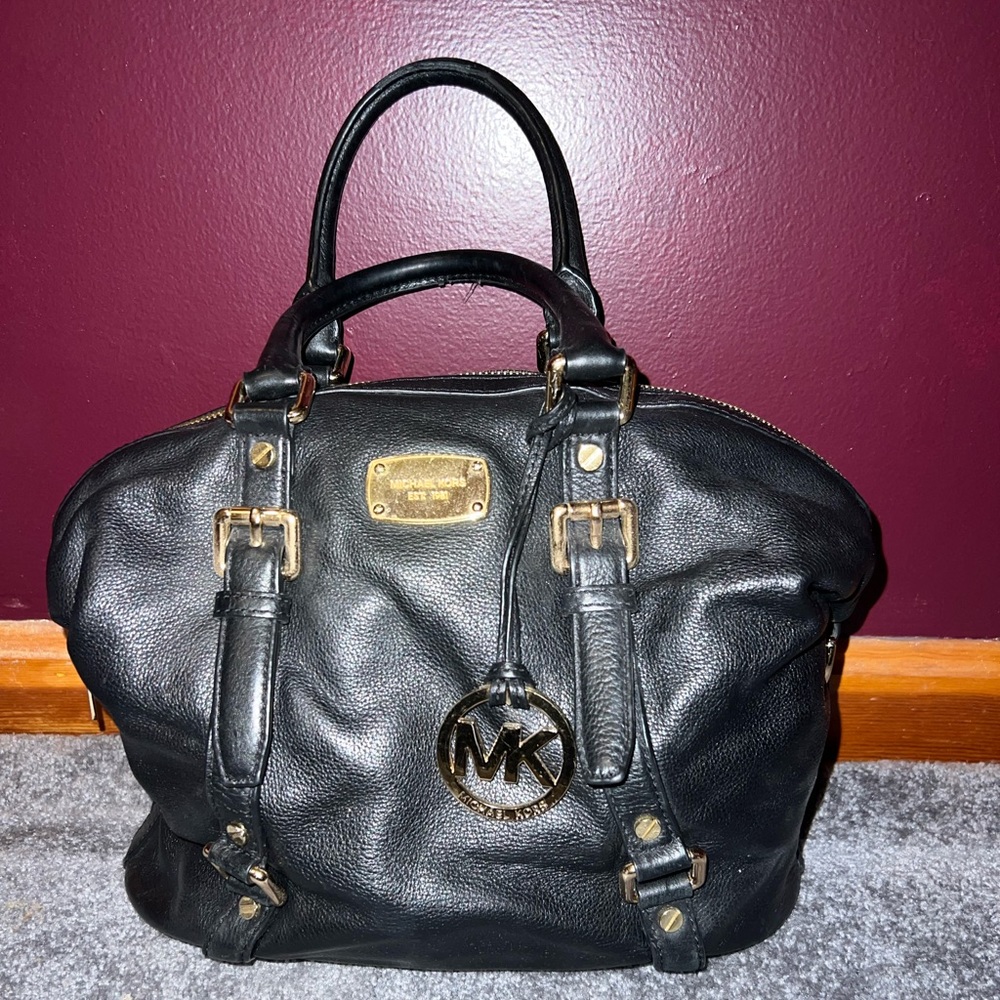 Michael Kors Black Handbag With Gold Hardware